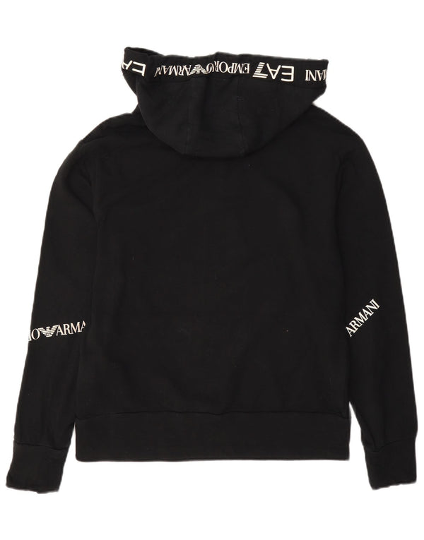 Emporio Armani Womens Graphic Oversized Hoodie Pullover UK 6 XS Schwarze Baumwolle