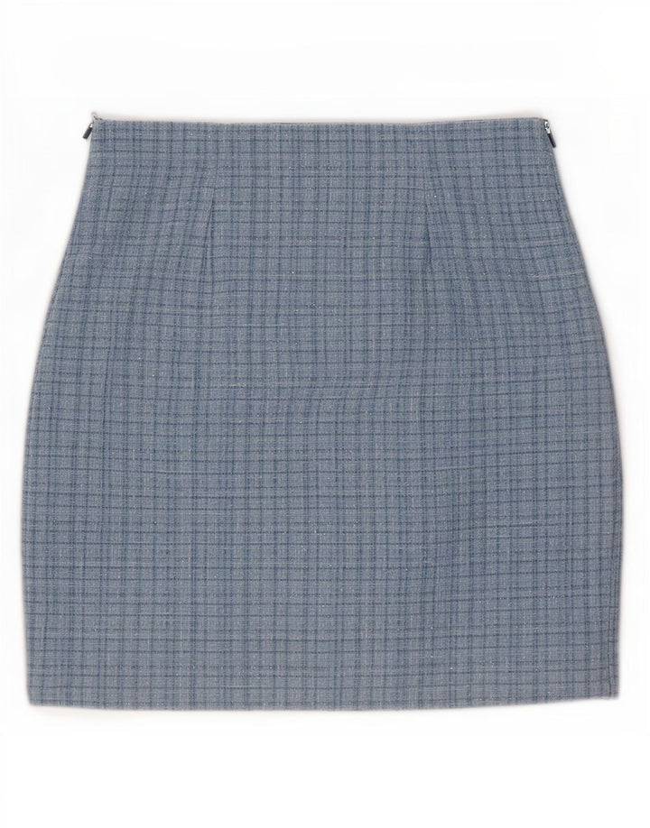 Guess Damen Minirock UK 10 Small W28 Blau kariertes Polyester