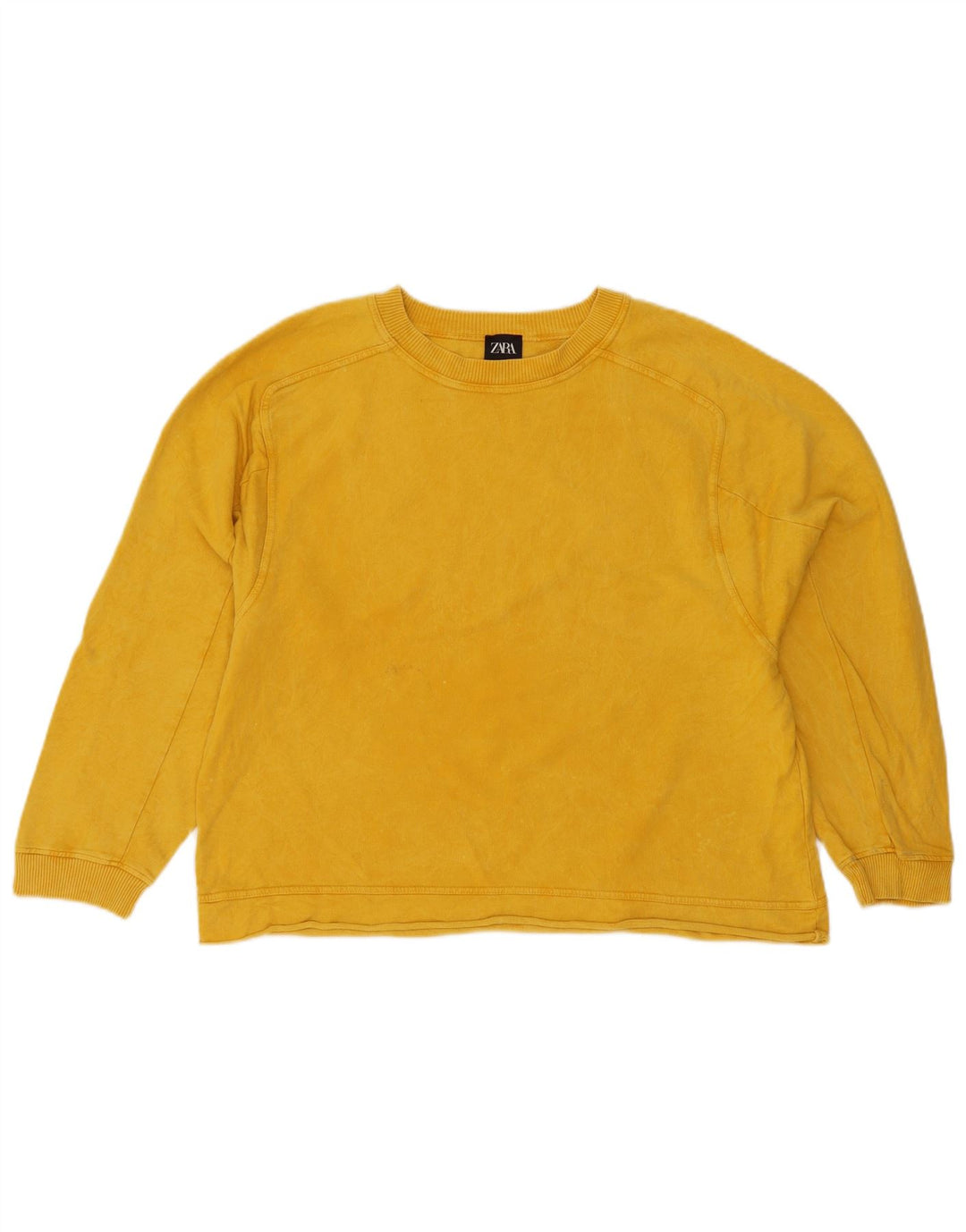 Zara Damen-Oversize-Sweatshirt-Pullover, Gr. 10, Größe S, Gelb, Baumwolle