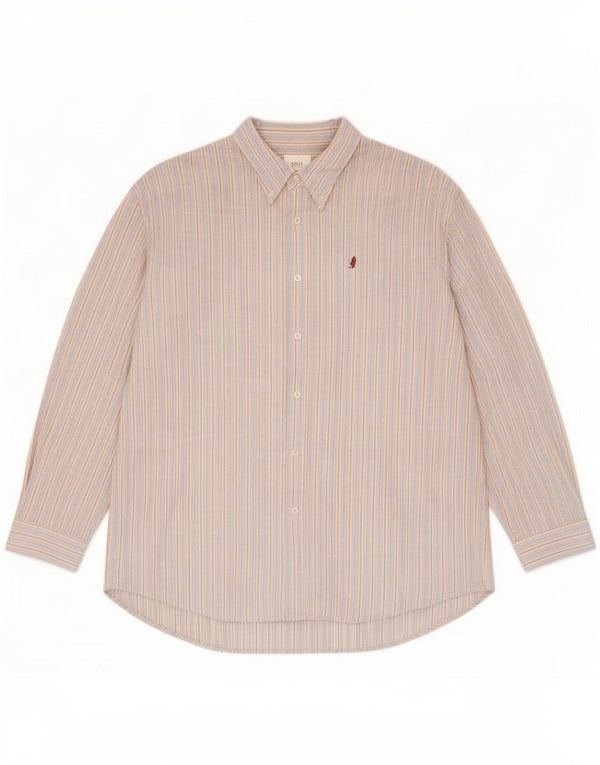 Marlboro Classics Herrenhemd 3XL Blaues Nadelstreifen-Leinen
