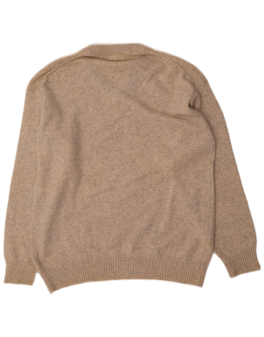 Murphy & Nye Herren-Pullover mit V-Ausschnitt, groß, beige gesprenkelte Wolle