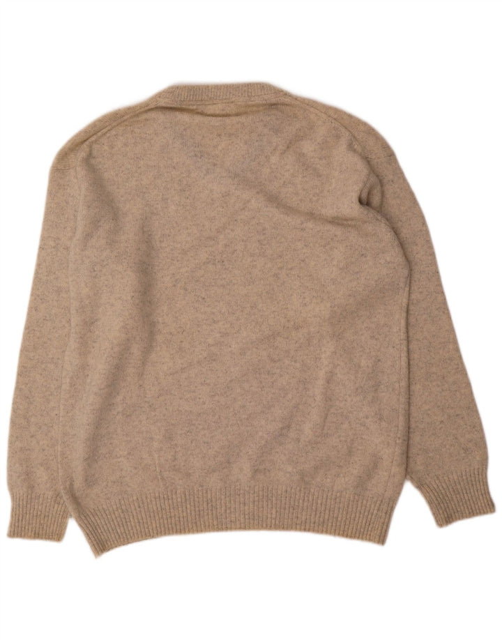 Murphy & Nye Herren-Pullover mit V-Ausschnitt, groß, beige gesprenkelte Wolle