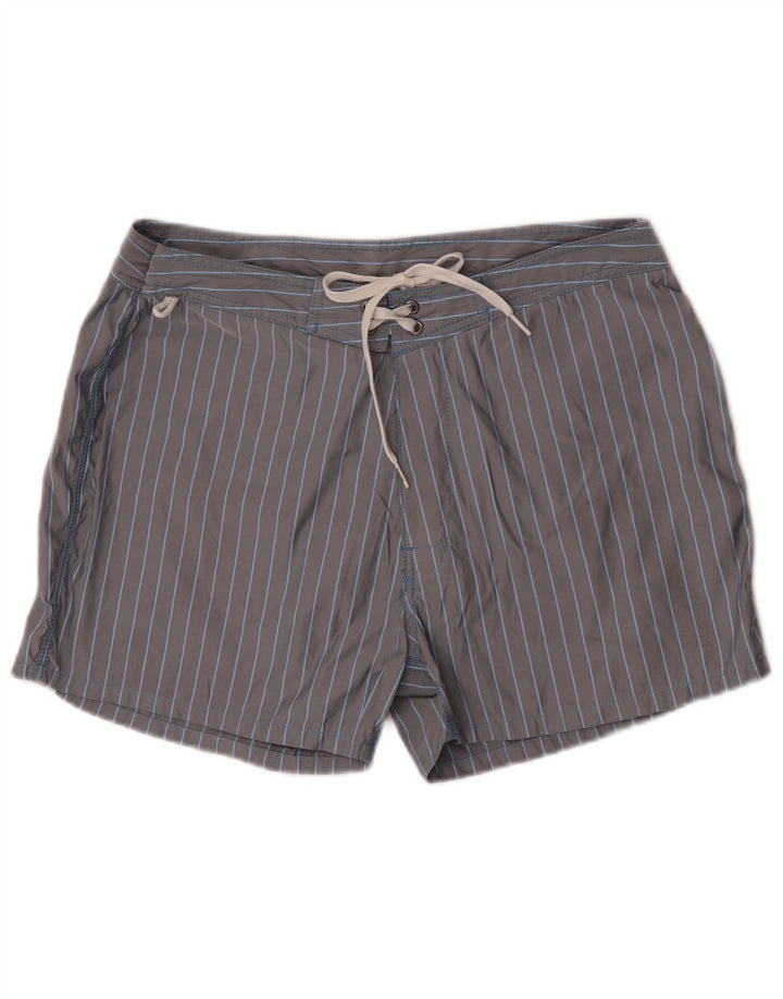 Sundek Herren-Badeshorts, groß, graues Nadelstreifen-Polyester