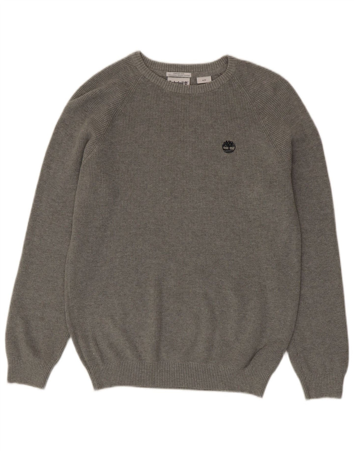 Timberland Herren-Pullover mit Rundhalsausschnitt, mittelgraue Baumwolle