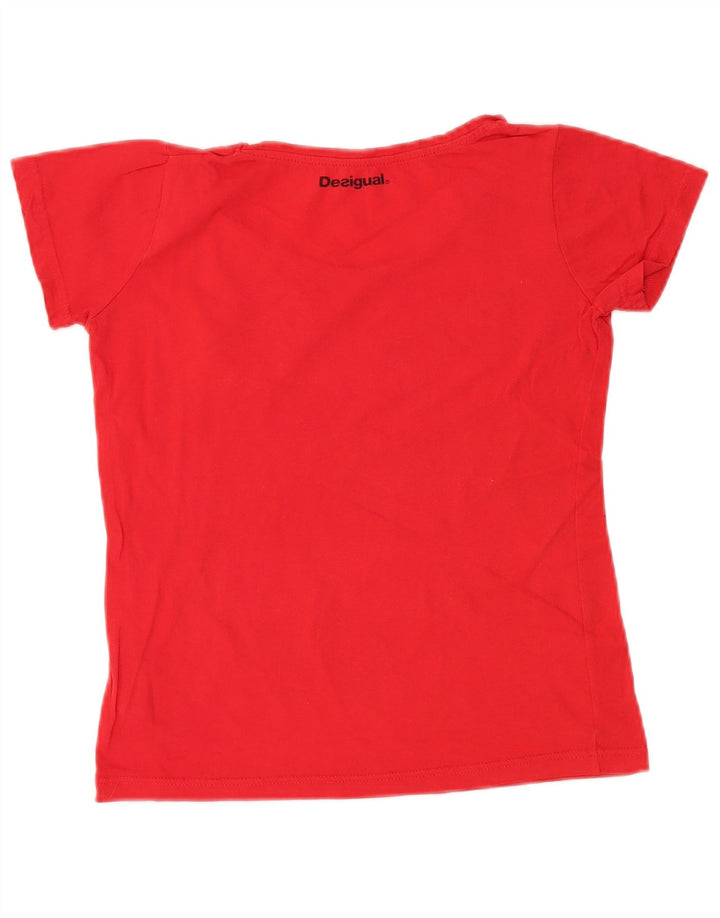 DESIGUAL Damen Grafik T-Shirt Top UK 10 Small Rot Baumwolle
