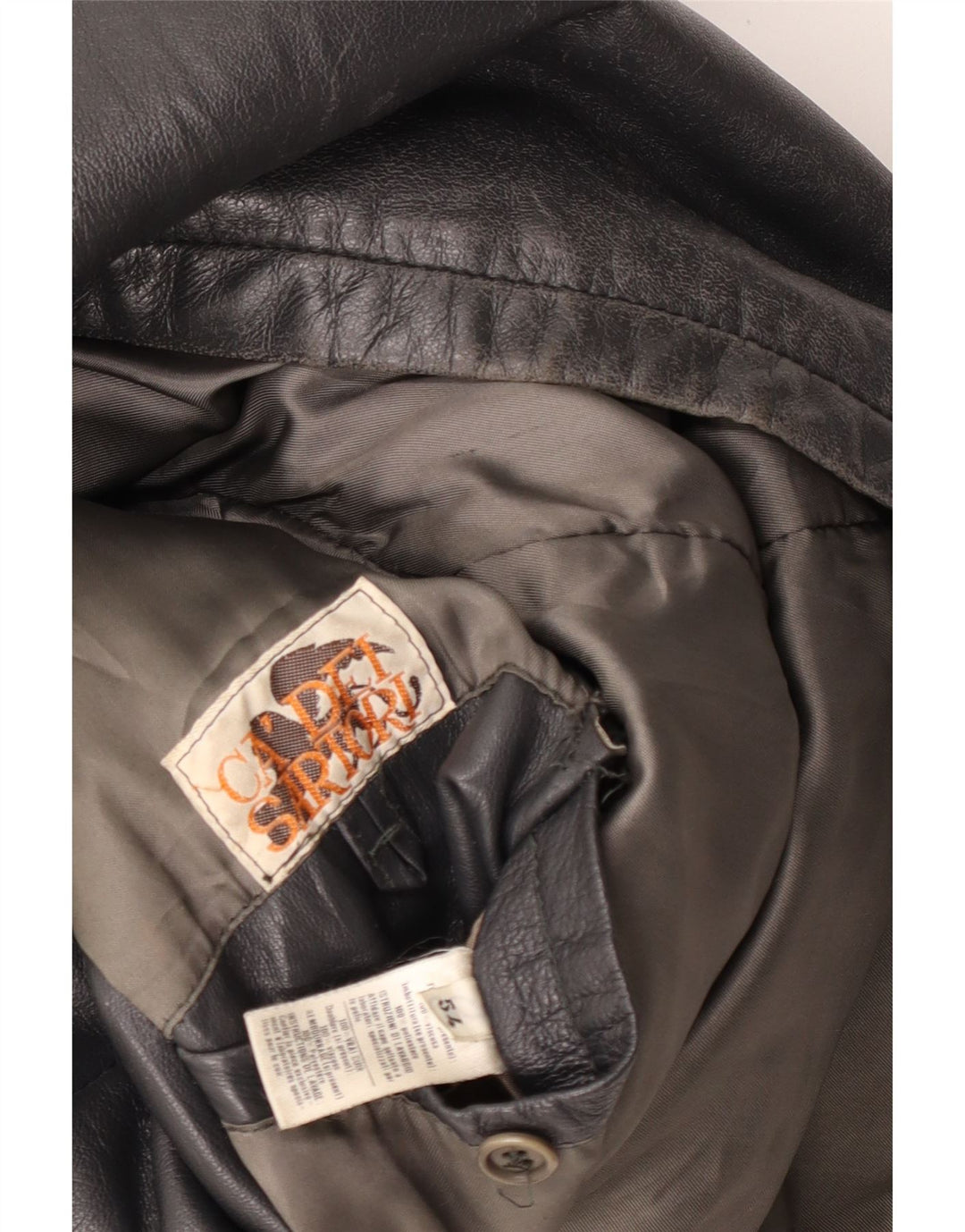 VINTAGE Herren Lederjacke IT 54 2XL Schwarzes Leder
