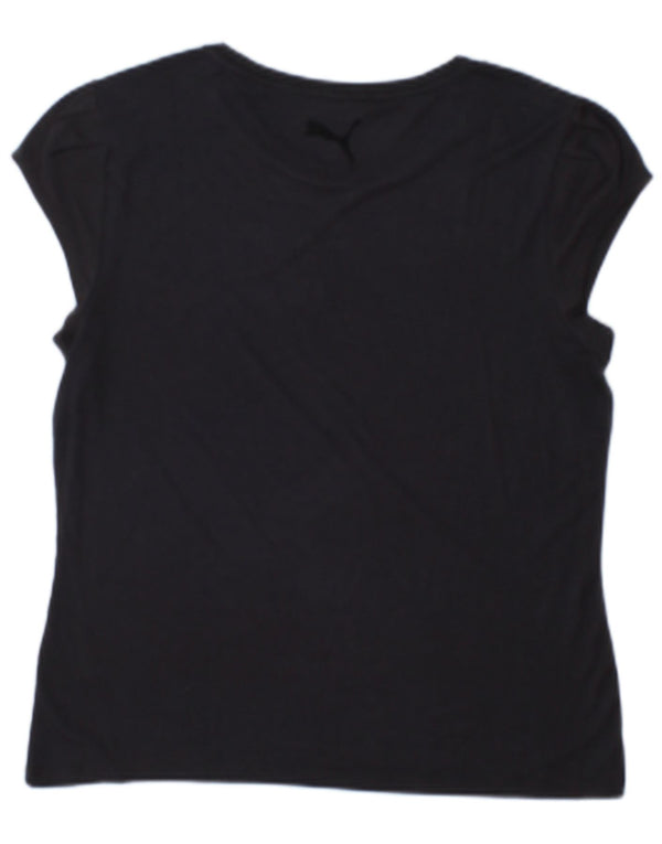 Puma Womens See Through Top UK 12 Mittelmarineblaue geometrische Viskose
