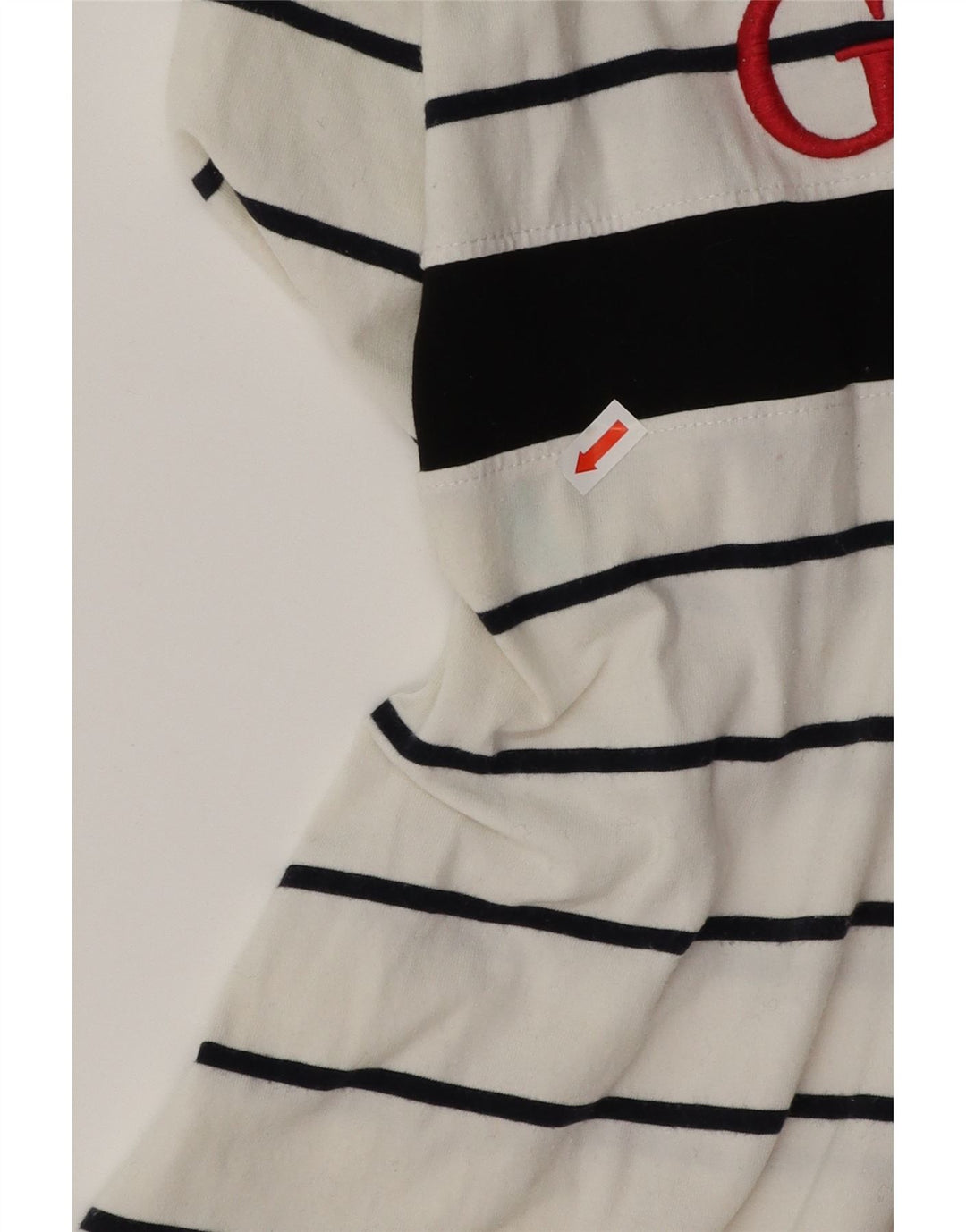 GUESS Mens Regular Fit Graphic T-Shirt Top Large White Striped Cotton