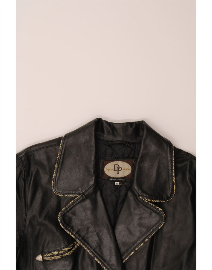 VINTAGE Womens Leather Coat IT 46 Large Black Leather Vintage Vintage and Second-Hand Vintage from Messina Hembry 
