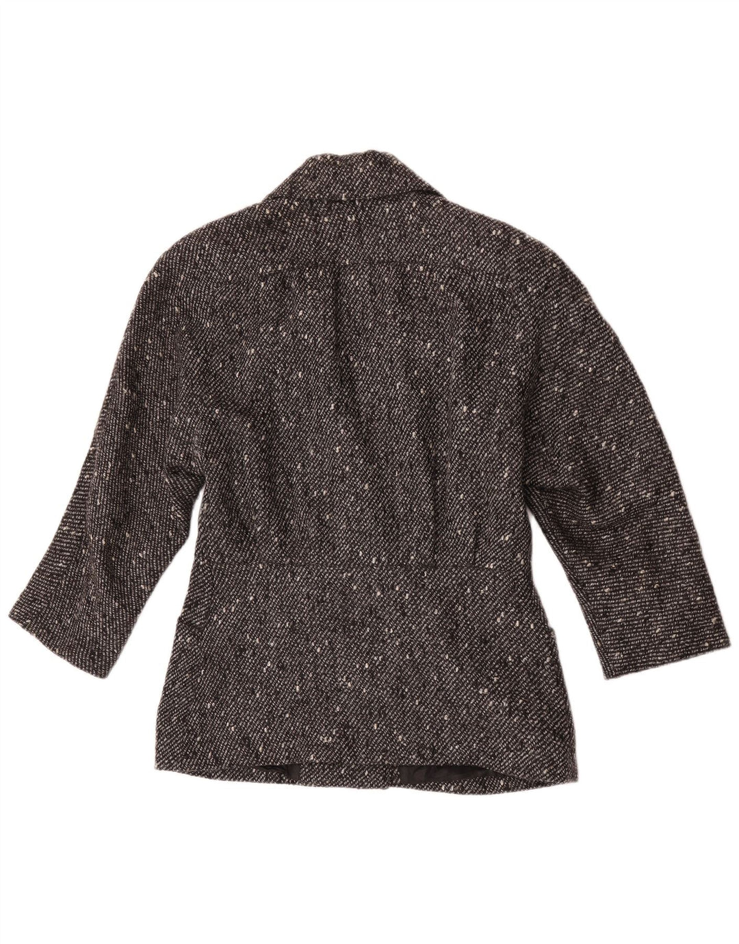 Vintage Damen Zweireihige Blazerjacke EU 42 Große schwarz gefleckte Wolle