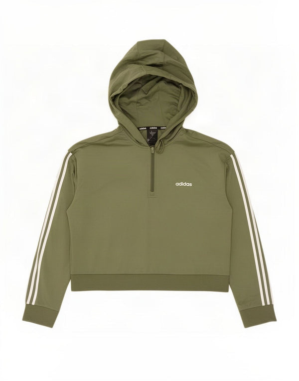 Adidas Damen Übergroßer Crop Zip Neck Hoodie Pullover UK 8/10 Small Khaki