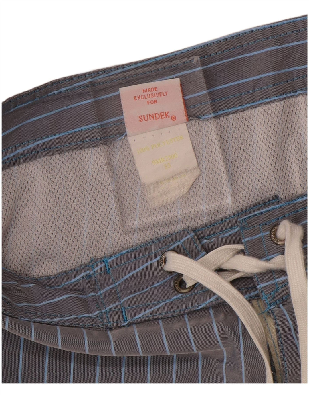 Sundek Herren-Badeshorts aus mittelgrau gestreiftem Polyester