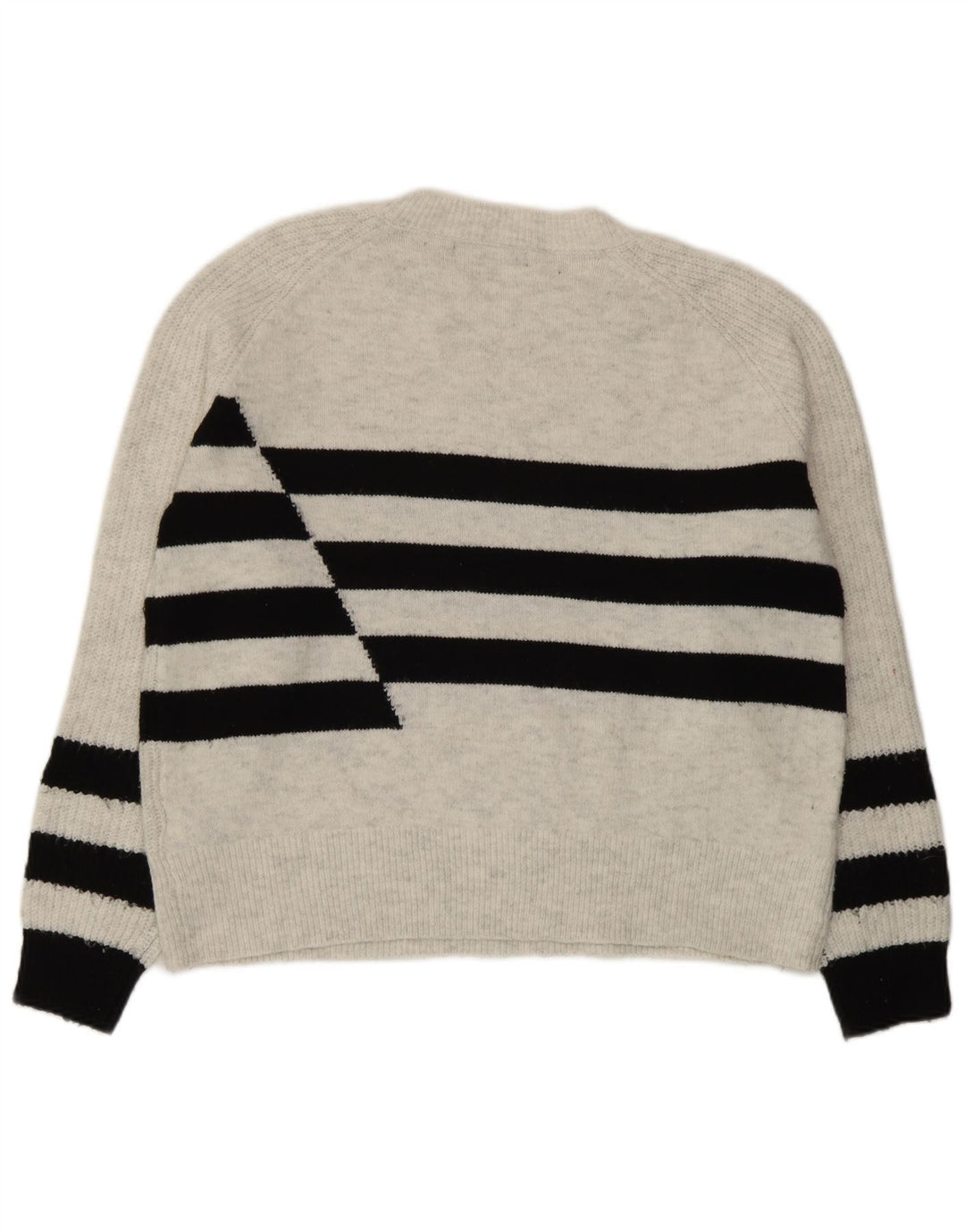 Marks & Spencer Damen Pullover mit Rundhalsausschnitt, UK 14, Mittelgrau gestreift