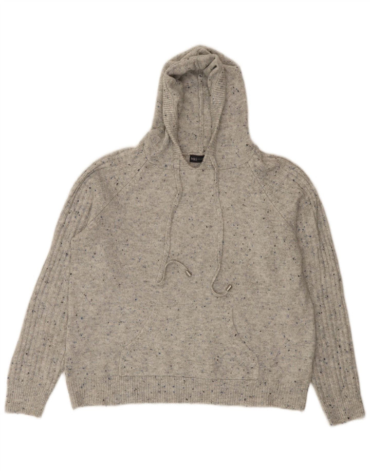 Marks & Spencer Damen-Pullover mit Kapuze, Gr. 14, Mittelgrau meliert