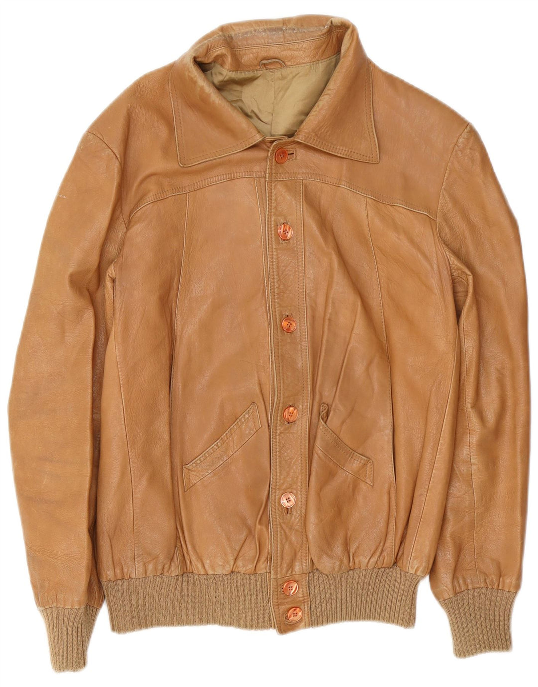 Vintage Herren Lederjacke IT 54 2XL Braun