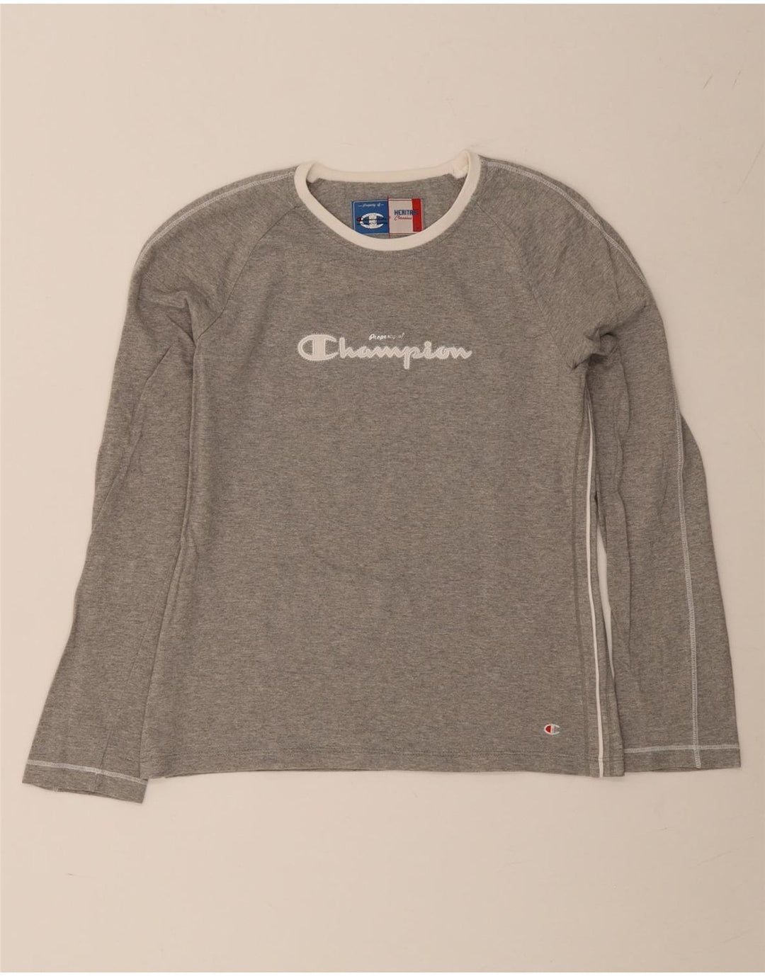 Champion Damen Heritage Classics Graphic Top Langarm UK 14 Large Grau