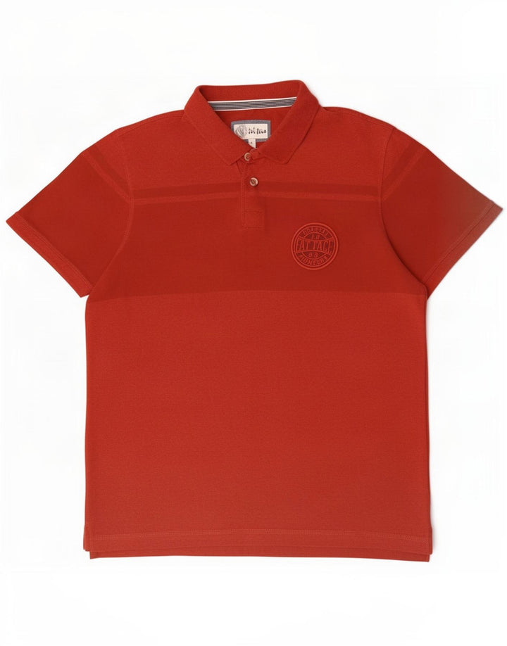 Fat Face Herren-Poloshirt, groß, rot, Colourblock-Baumwolle