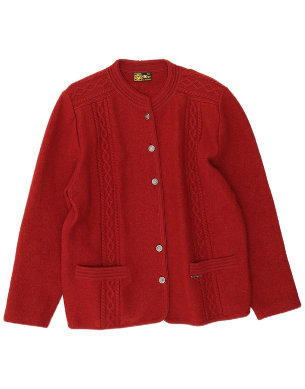 Zero Damen Strickjacke IT 52 2XL Rote Schurwolle