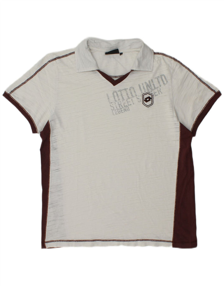 Lotto Herren-Poloshirt mit Grafik, XL, Weiß, Farbblock