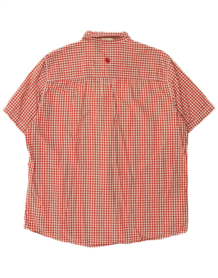 Fat Face Herren-Kurzarmhemd XL aus roter Gingham-Baumwolle
