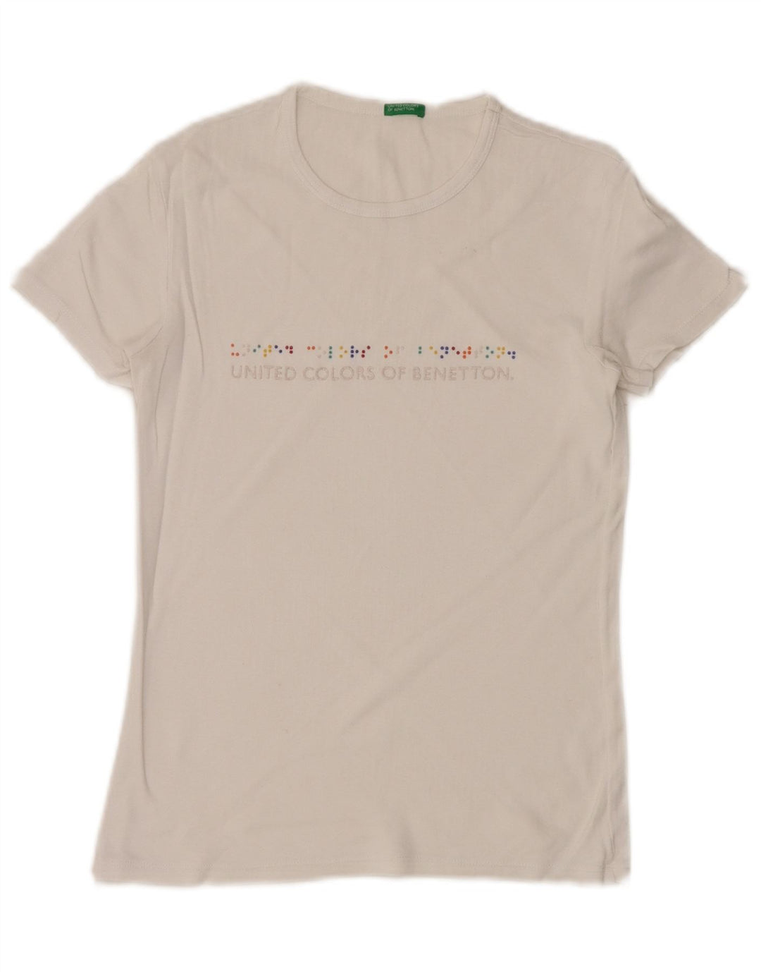 BENETTON Damen-T-Shirt mit Grafik, Gr. 8, Weiß