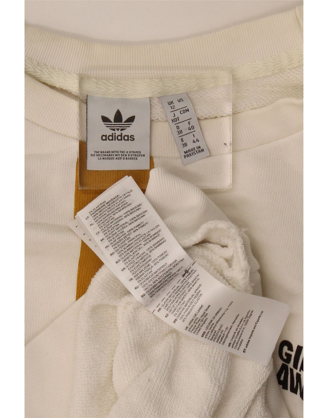 ADIDAS Damen-Sweatshirt in Übergröße, Größe UK 12, Mittelweiß, Farbblock