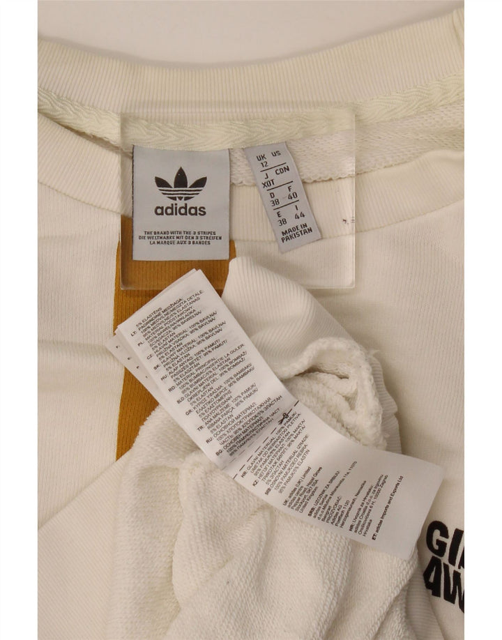 ADIDAS Damen-Sweatshirt in Übergröße, Größe UK 12, Mittelweiß, Farbblock