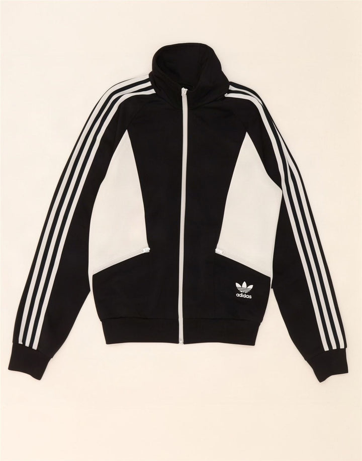 Adidas Damen-Trainingsanzug-Top-Jacke, UK 10, Größe S, Schwarz, Colourblock-Polyester
