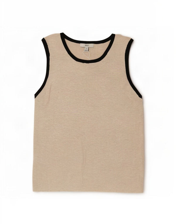 Marks & Spencer Damen-Trägershirt UK 22 3XL Beige Colourblock-Viskose