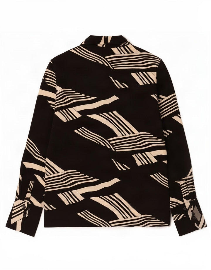 Marks & Spencer Damen-Hemd mit abstraktem Muster, UK 16, Größe L, schwarze Viskose