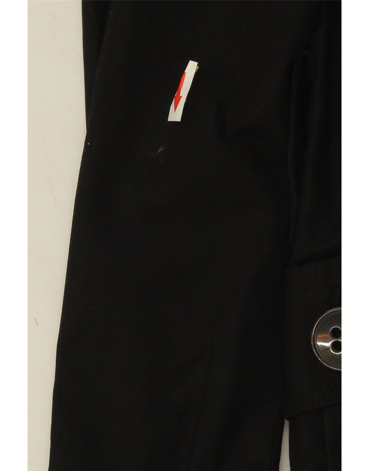 Zara Damen Trenchcoat UK 10 Small Schwarze Baumwolle