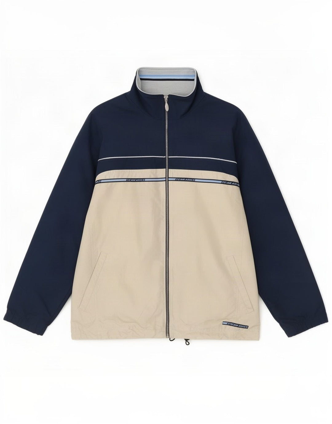 Asics Herren-Trainingsanzug-Top-Jacke, groß, Marineblau, Farbblock