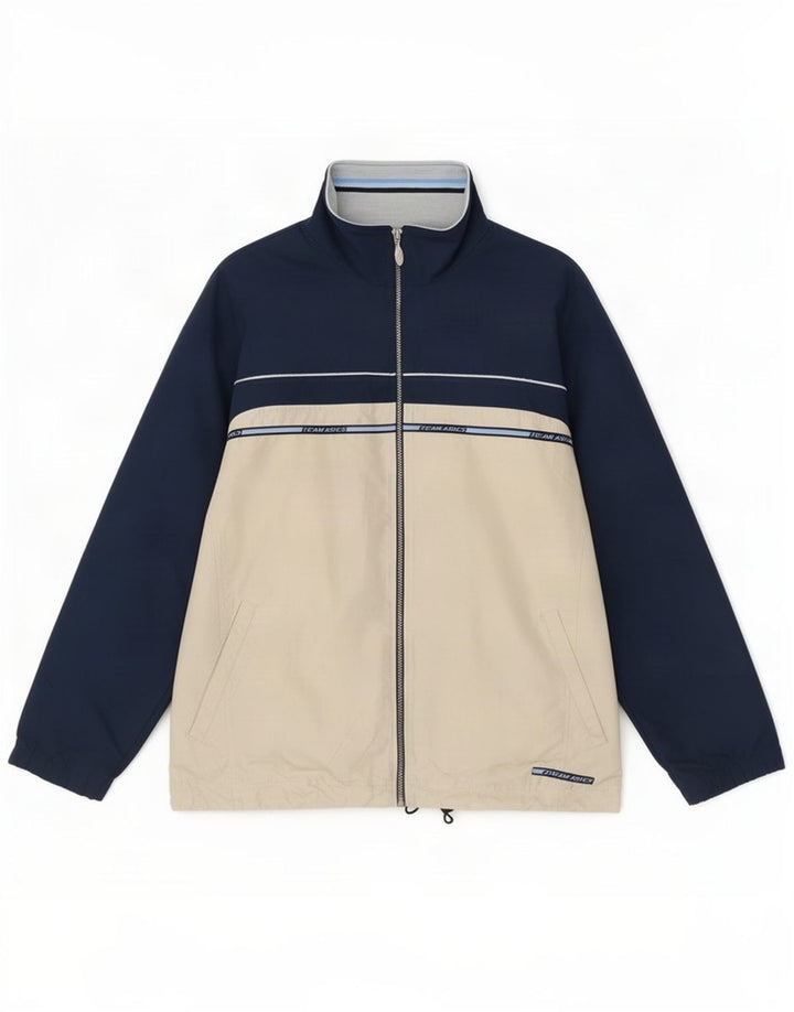 Asics Herren-Trainingsanzug-Top-Jacke, groß, Marineblau, Farbblock