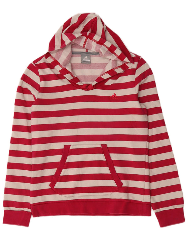 Adidas Damen Kapuzenpullover UK 14 Mittelrosa gestreift aus Baumwolle