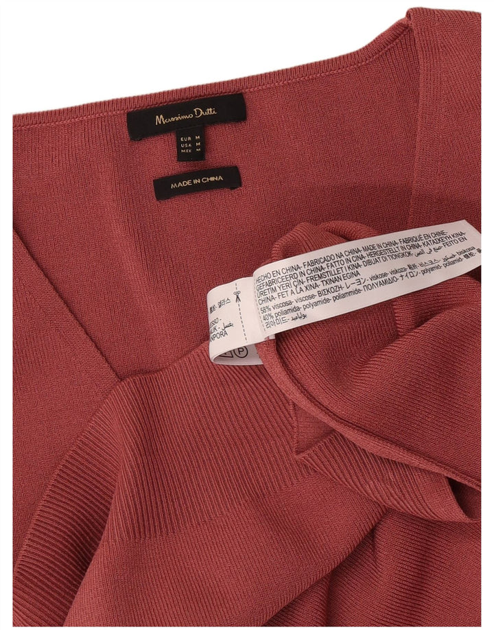 Massimo Dutti Herren-Pullover mit kurzen Ärmeln und V-Ausschnitt in mittlerem Burgunderrot