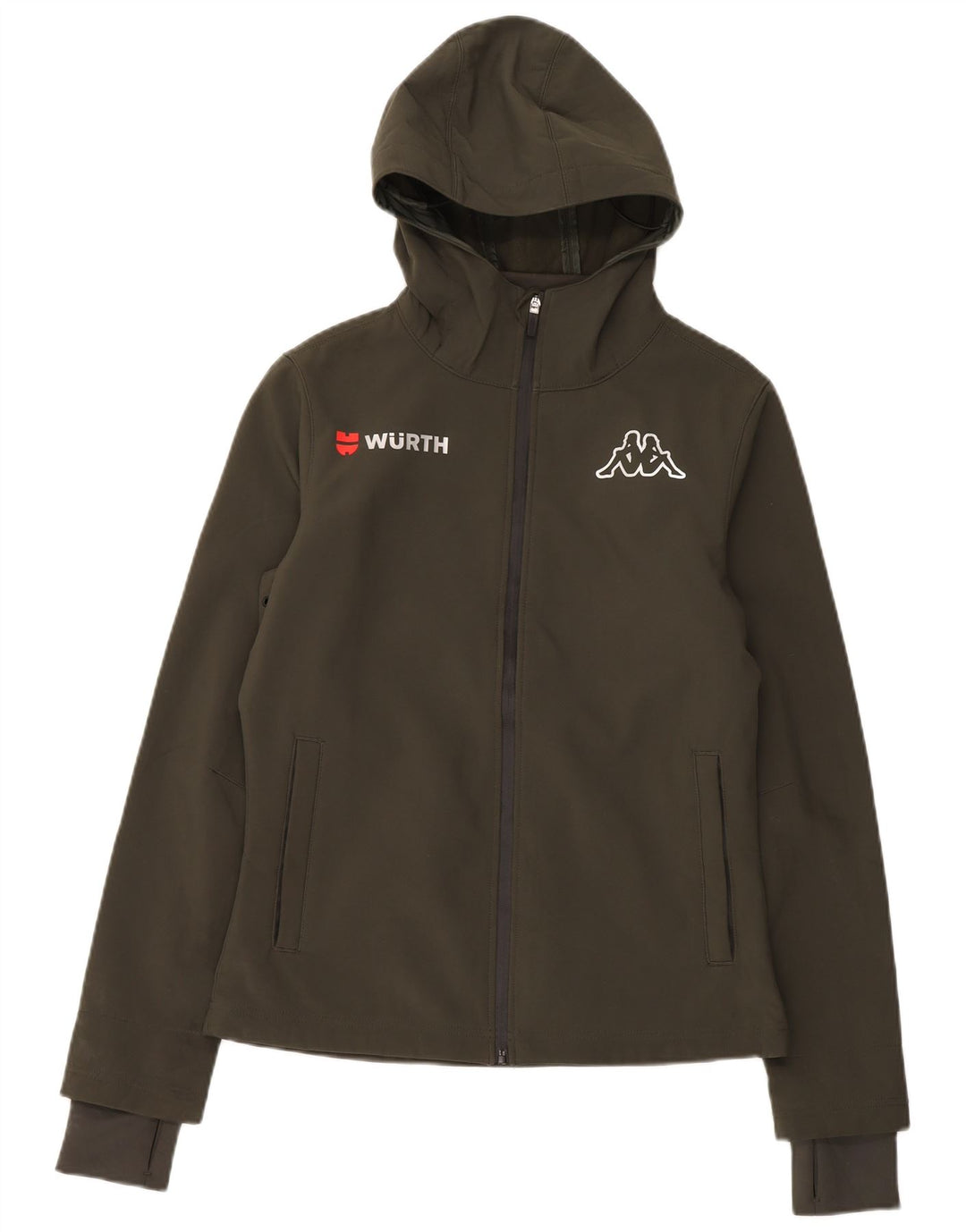 Kappa Womens Wurth Hooded Windjacke UK 14 Medium Khaki Polyester