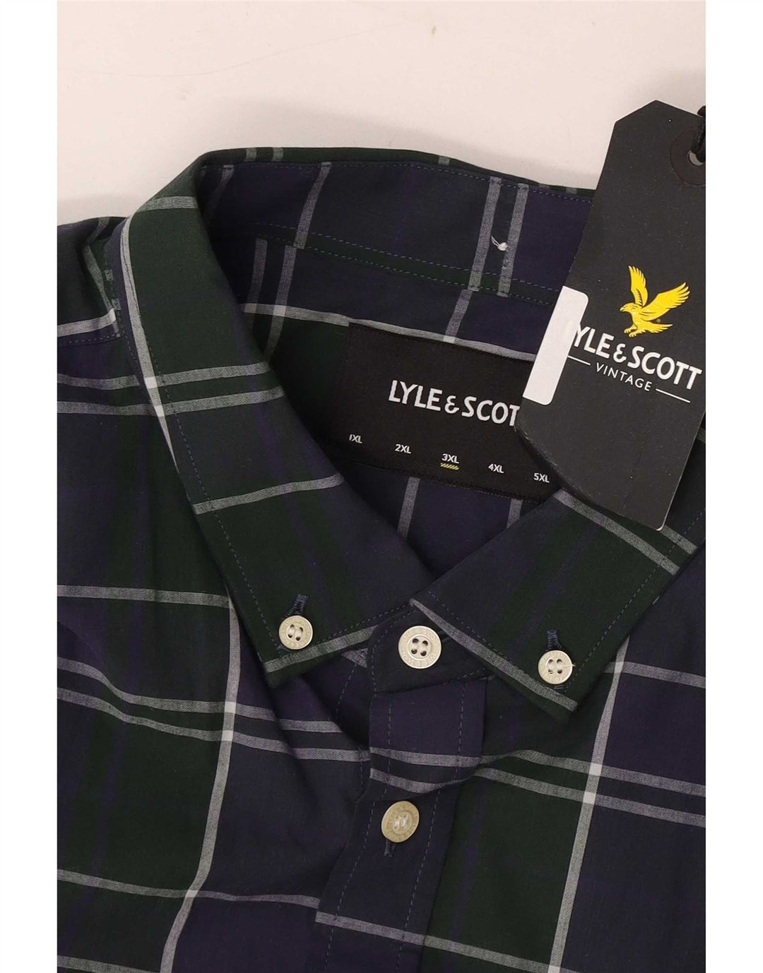 Lyle & Scott Herrenhemd 3XL Marineblau kariert Baumwolle