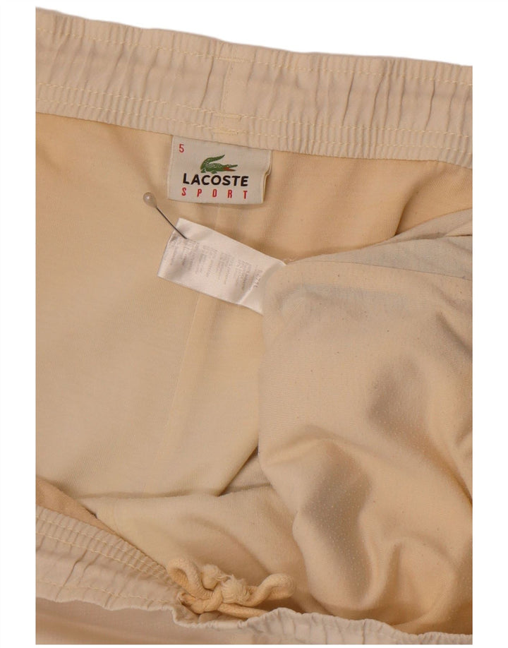 Lacoste Herren-Sportshorts, Größe 5, groß, cremefarbenes Farbblock-Polyester