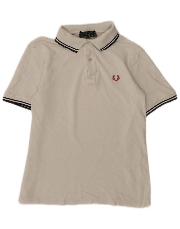 Fred Perry Herren-Poloshirt, klein, weiß gestreift, Baumwolle
