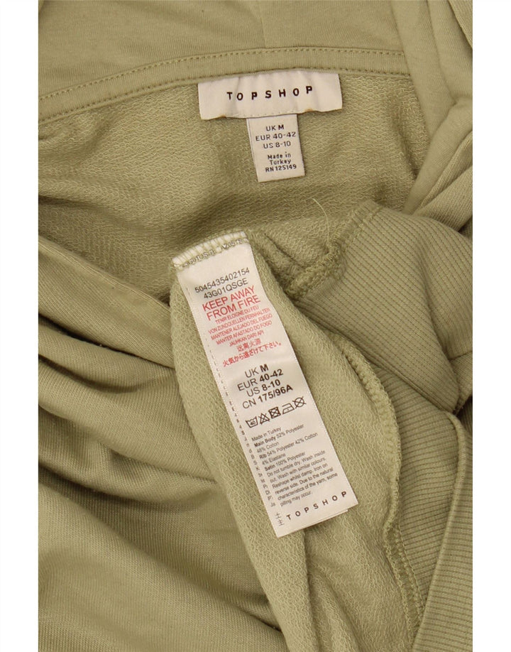 Topshop Damen Crop Hoodie Pullover UK 14 Medium Khaki Polyester