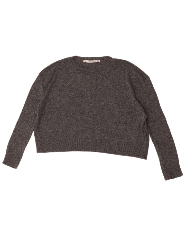 Zara Damen-Pullover, bauchfrei, übergroß, U-Boot-Ausschnitt, Gr. 10, Größe S, Grau