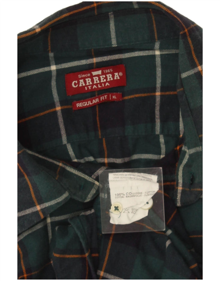 Carrera Herren-Flanellhemd mit normaler Passform, XL, grün kariert, Baumwolle