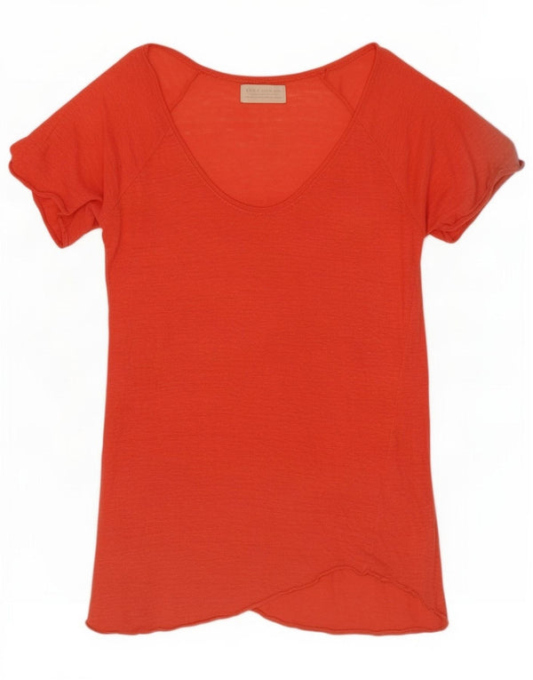 Zara Damen T-Shirt Top UK 14 Medium Rot