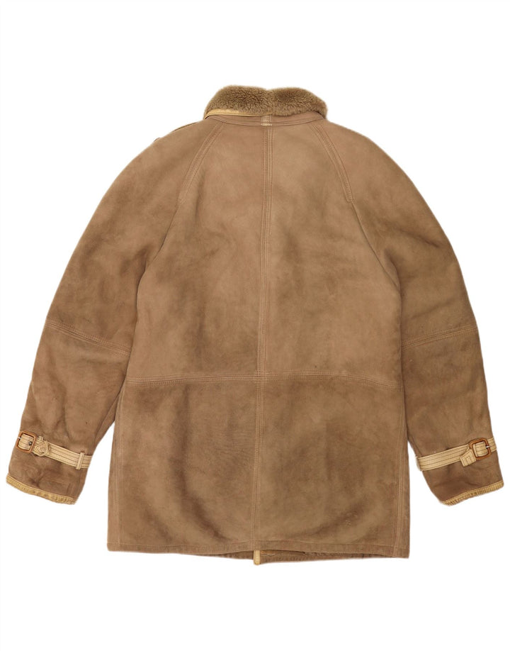 Vintage Herren Shearling Jacke IT 52 XL Beige Shearling