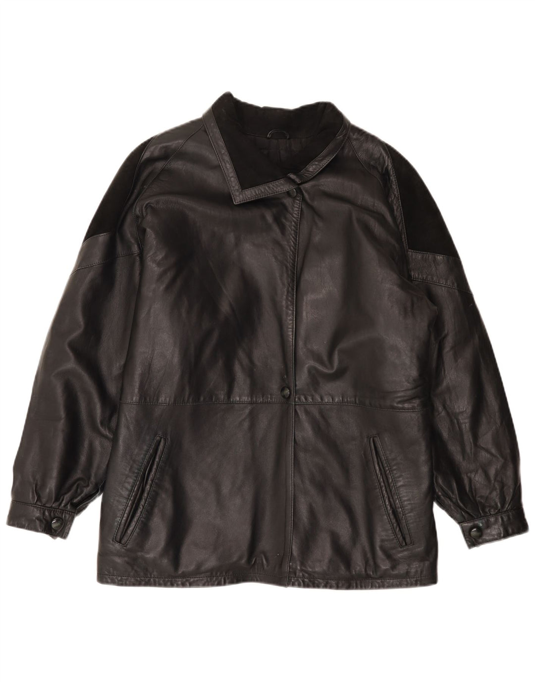 Vintage Damen Lederjacke EU 44 XL Schwarzes Leder