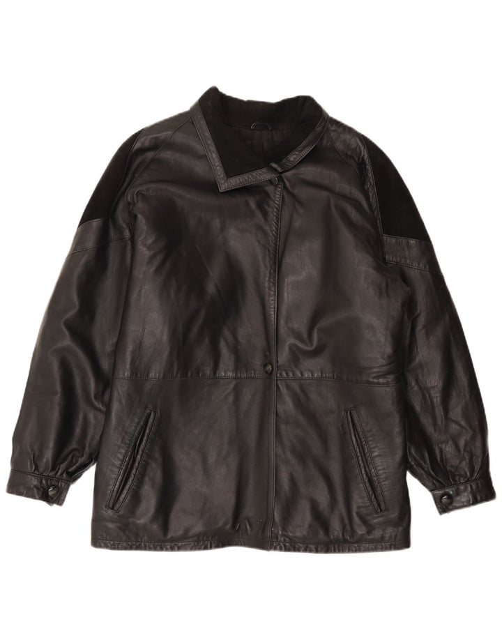 Vintage Damen Lederjacke EU 44 XL Schwarzes Leder