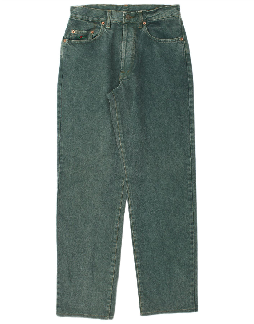 EL CHARRO Damen Straight Jeans W31 L31 Grüne Baumwolle
