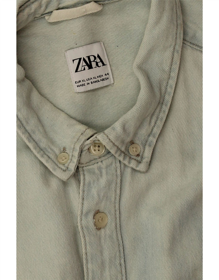 Zara Herren Jeanshemd XL Blaue Baumwolle