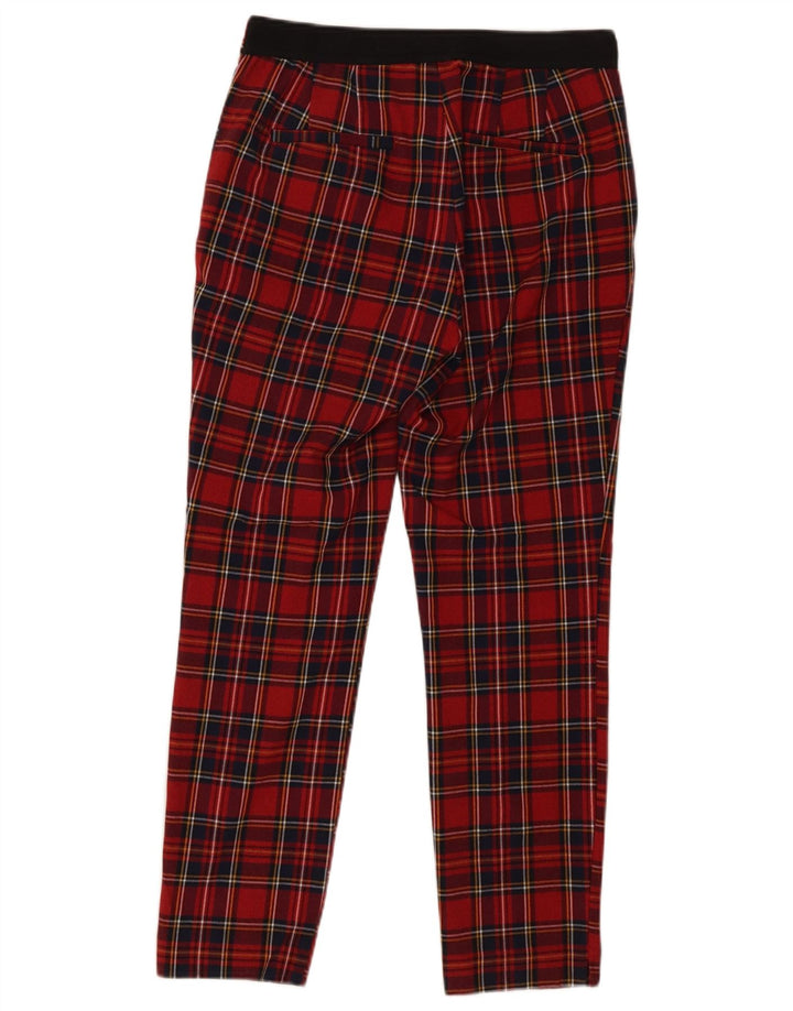 Zara Skinny Chino-Hose für Damen, mittelgroß, W28, L26, rot kariertes Polyester