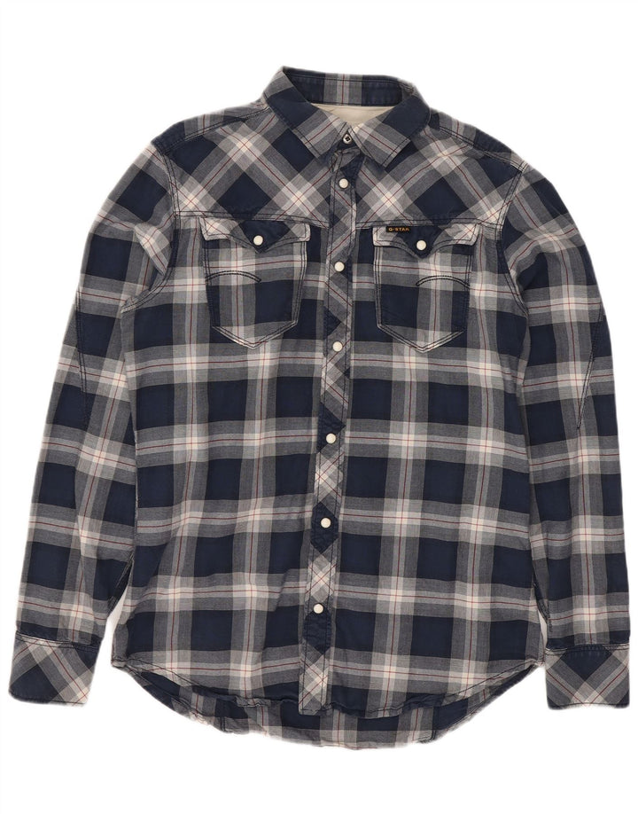 G-Star Westernhemd für Herren, mittelblau, kariert, Baumwolle